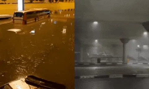 Thêm nhiều clip "không thể tin nổi" trong trận mưa ngập kỷ lục ở UAE: Gió giật tung đồ đạc, ô tô chìm trong nước