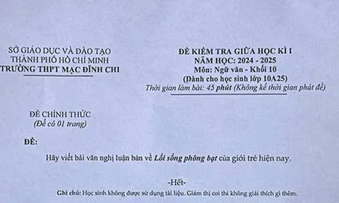 Tranh cãi xung quanh đề kiểm tra ngữ văn bàn về lối sống phông bạt