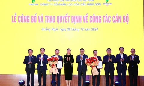 Công bố quyết định chuẩn y và bổ nhiệm cán bộ Công ty cổ phần Lọc hóa dầu Bình Sơn