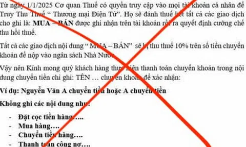 Thực hư thông báo "thu thuế thương mại điện tử 10%" đang lan truyền trên mạng xã hội