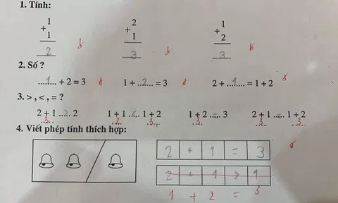 Con gái viết "2 + 1 > 1" vẫn bị gạch sai, người mẹ thắc mắc hỏi dân mạng liền nhận về lý do đầy "tâm phục khẩu phục"