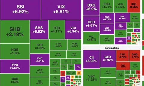 Chứng khoán thăng hoa, sắc xanh tím phủ rộng toàn thị trường