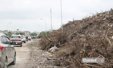 Rác thải chất đống cao ngút hai bên đường ở trung tâm đô thị Nghệ An