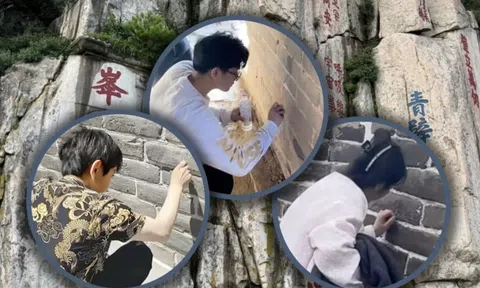 Khắc chữ 'thành công’, ‘may mắn’ lên di tích cổ để mong đổi vận, 2 người đàn ông bị phạt tiền, kèm lao động công ích hàng nghìn giờ