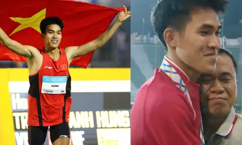 Khoảnh khắc xúc động, người bố chân đứng không vững, mắt rớm lệ khi con trai giành HCV SEA Games cho Việt Nam
