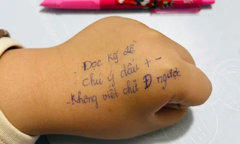 Lo con đi thi hay nhầm, mẹ viết 'phao' lên tay con khiến dân mạng thích thú