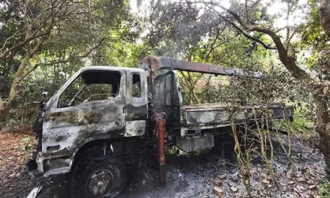 Xe tải cẩu vướng dây điện rồi bốc cháy, tài xế bị điện giật tử vong thương tâm