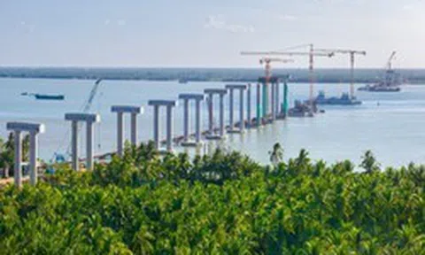 Công trường cầu Đại Ngãi 1 gần 4.000 tỷ đồng tăng tốc giữa áp lực chi phí và khan hiếm vật liệu