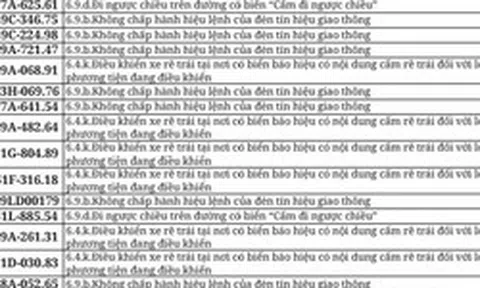 712 chủ xe đi ngược chiều, vượt đèn đỏ có biển số sau nhanh chóng nộp phạt nguội theo Nghị định 168