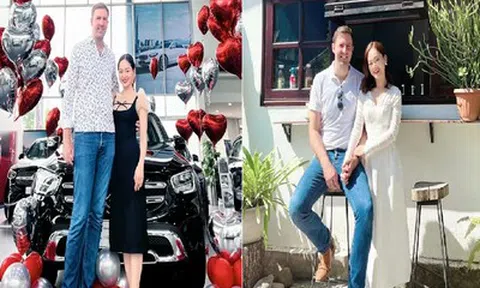 Diễn viên Lan Phương và chồng tây cao 2m thông báo tin vui