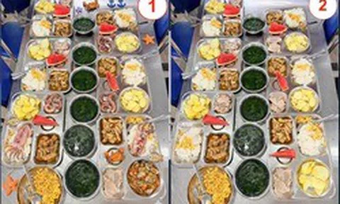 2 bức ảnh về bữa ăn trưa của trường học ở Hà Nội có chi tiết gây "hoang mang": Ai tinh mắt mới đoán ra vấn đề!
