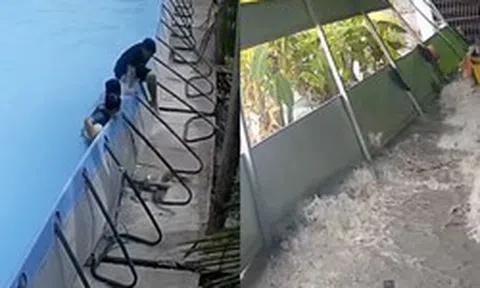 Cảnh 'khối nghỉ hè' phá sập hồ bơi, cuốn trôi đồ đạc khiến dân mạng ngẩn ngơ