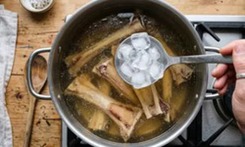 Tại sao nên cho đá lạnh vào nồi nước hầm xương?