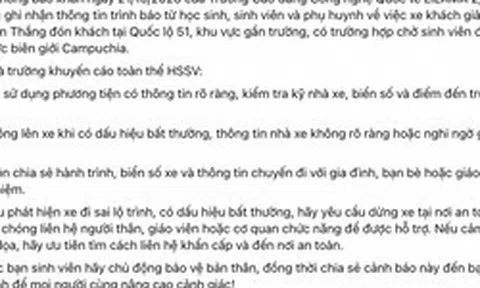 1 Trường Cao đẳng bất ngờ phát thông báo khẩn: Sinh viên bị xe khách chở đến gần biên giới Campuchia